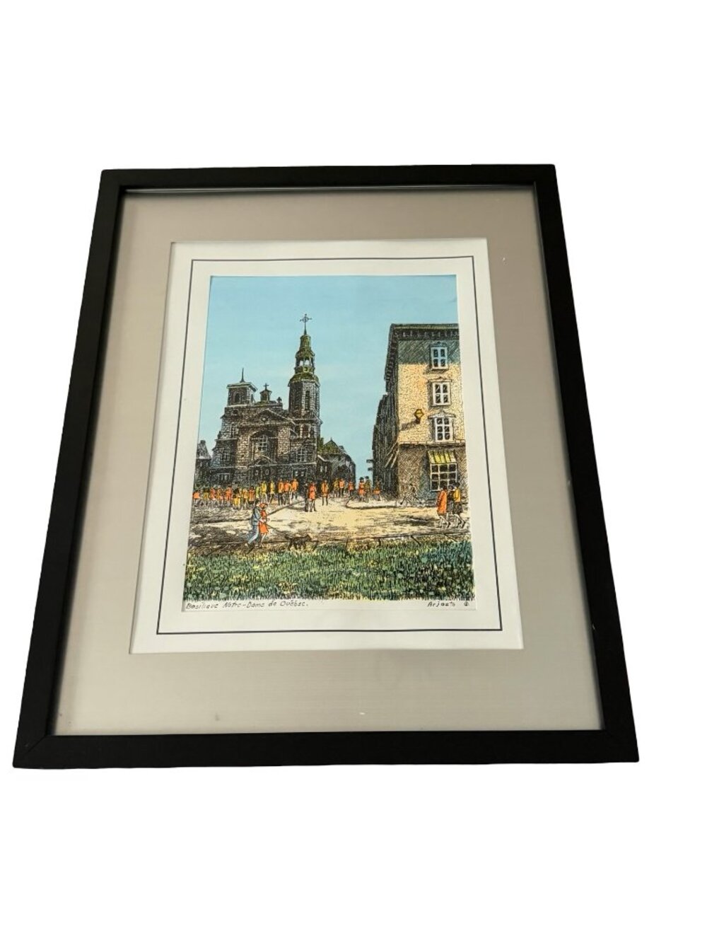 Vintage Juhani Arjasto Quebec City Framed Print Basilique Notre-Dame de Québec S